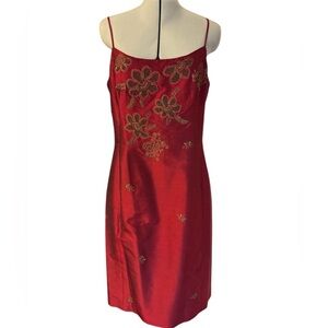 Vintage Ann Taylor Silk Duponi Embroidered Dress